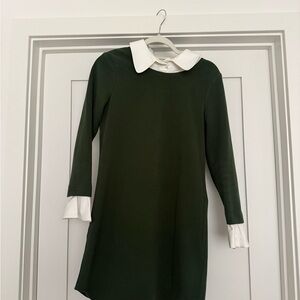 Tuckernuck Forest Green Mini Dress with White Collar & Cuffs